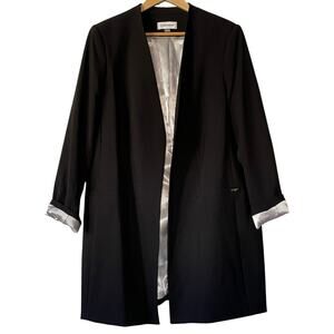 Calvin Klein Womens Blazer Jacket Career Longer Length Size 18W Black Plus